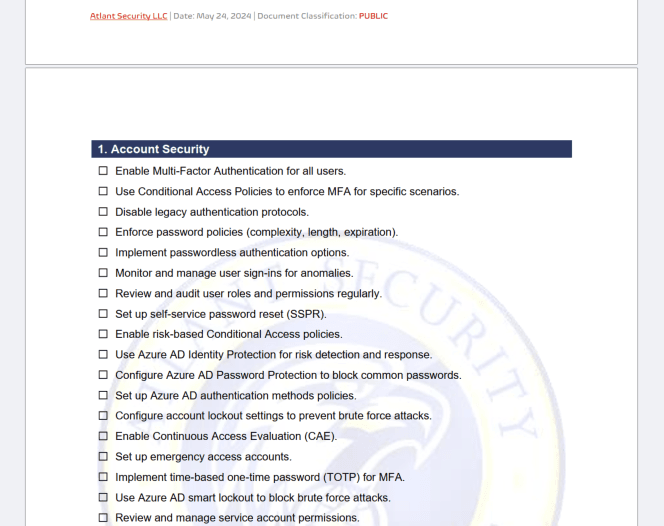 Microsoft 365 Security Checklist