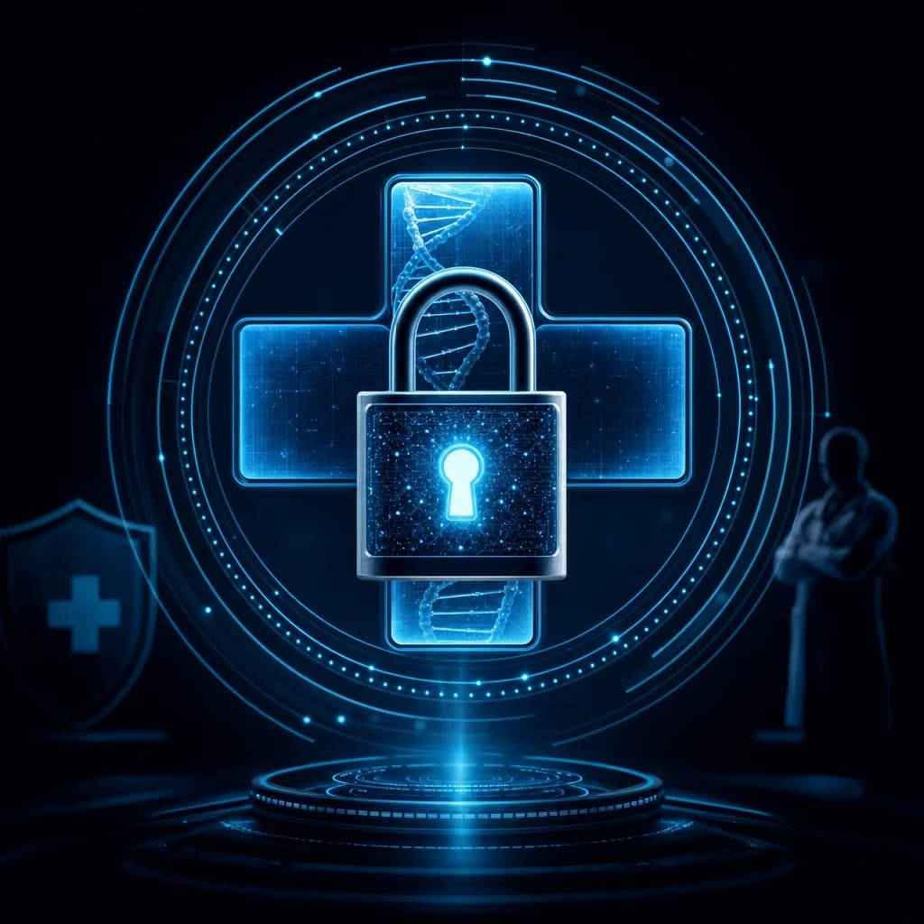 Encrypted patient health record protected under ADHICS patient data privacy controls in Abu Dhabi