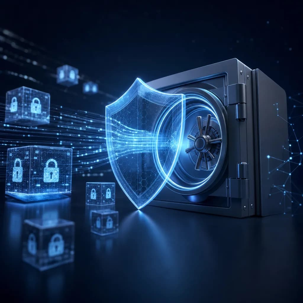 Secure vault protecting Malaysian financial transaction data under BNM RMiT technology risk requirements
