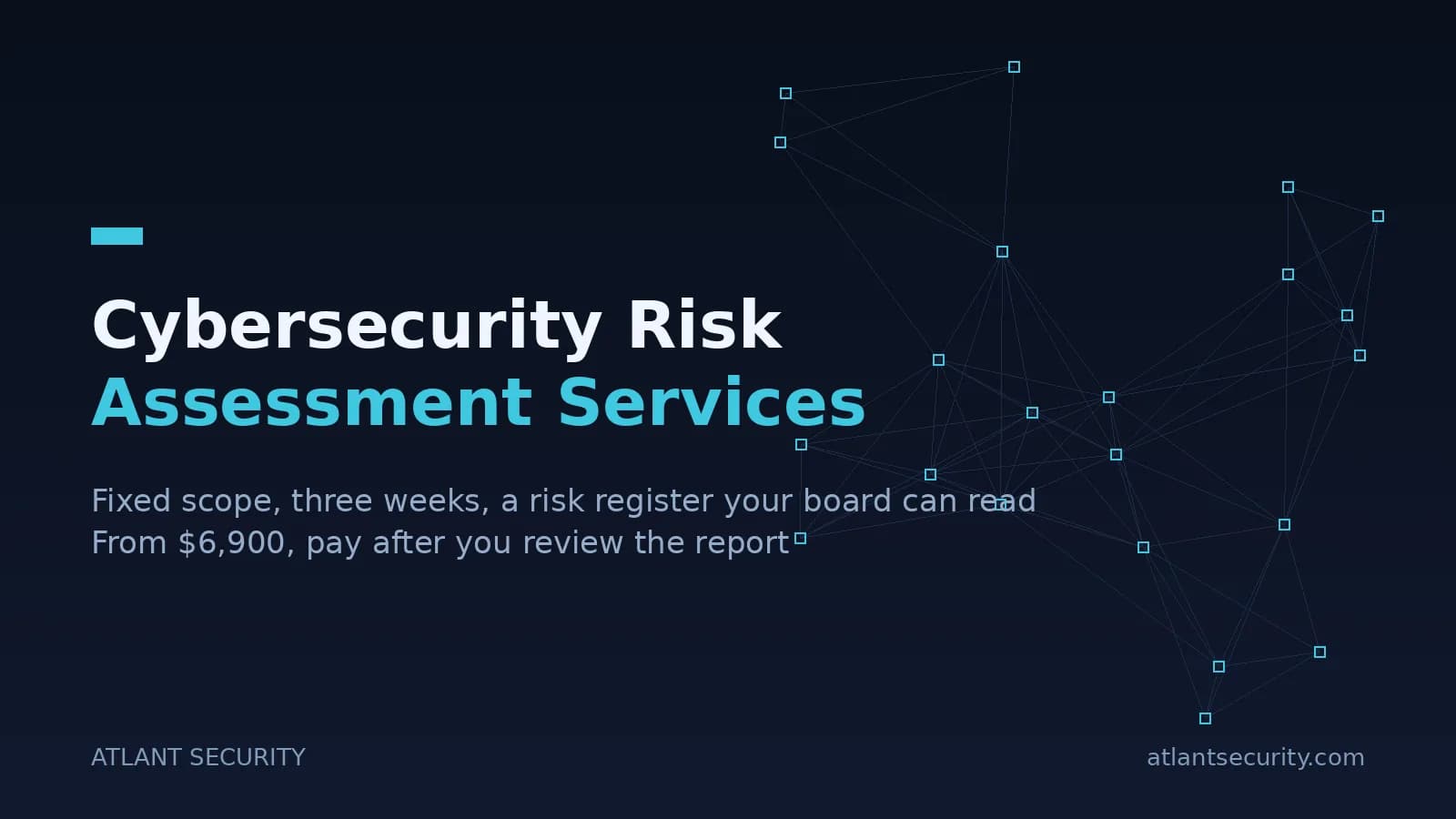 Cybersecurity risk assessment services by Atlant Security, fixed scope in three weeks