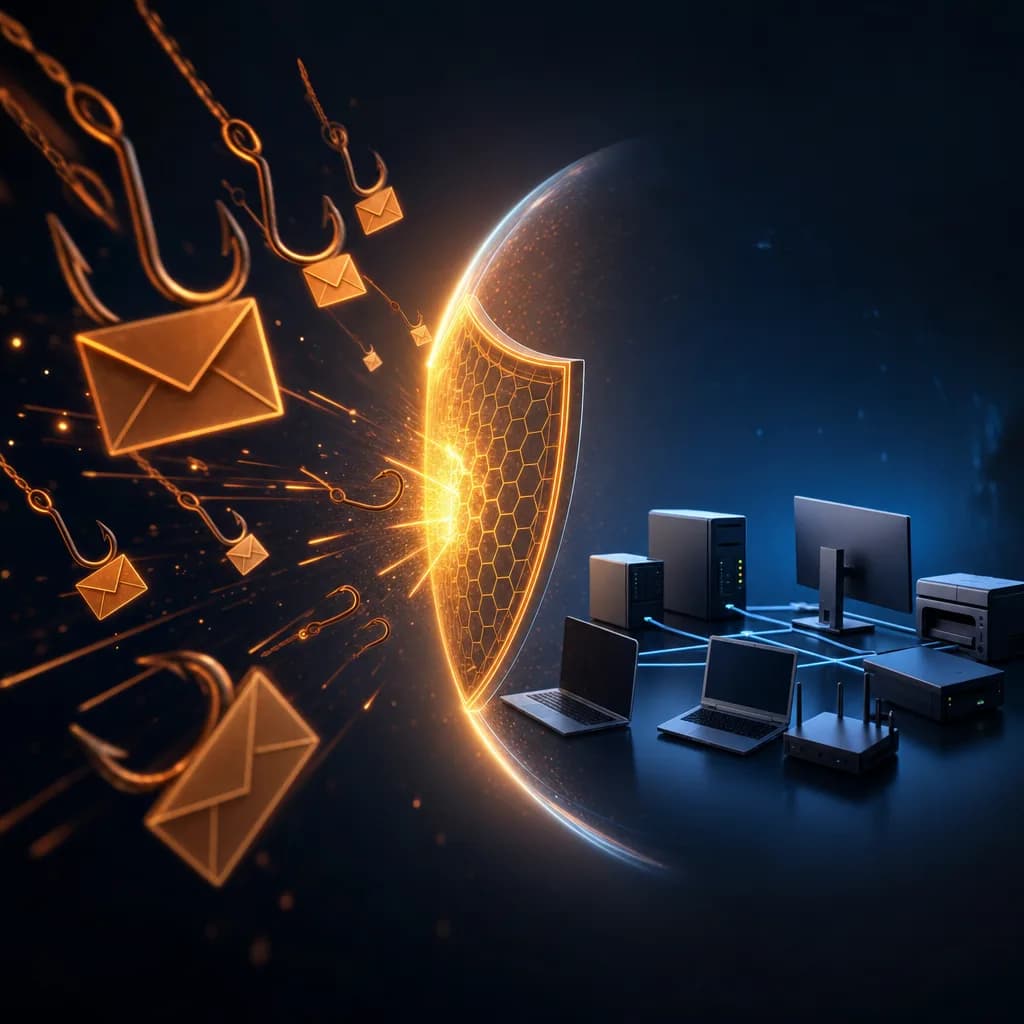 Phishing and ransomware attacks stopped before they reach a small office network