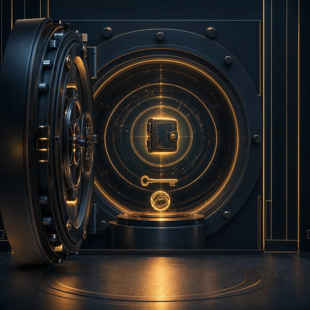 Cryptographic private key and seed phrase protected inside a hardened cold-storage crypto vault