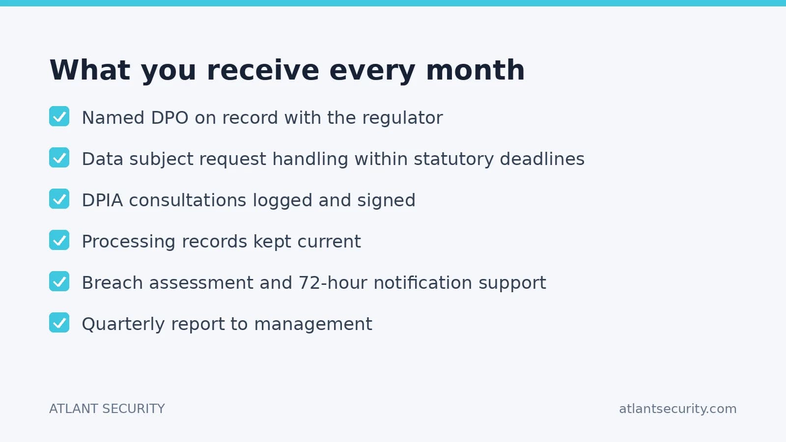 What you receive every month from the external DPO service