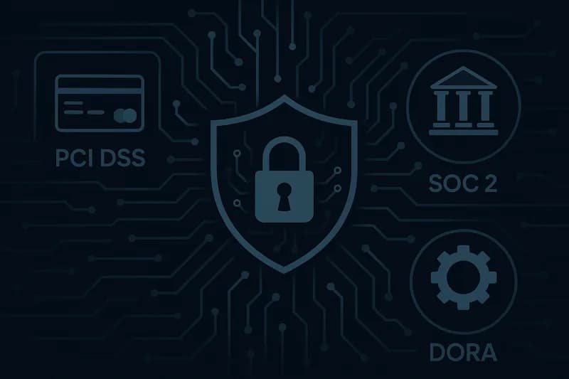 Fintech virtual CISO compliance framework overview covering PCI DSS, SOC 2, DORA, and GLBA