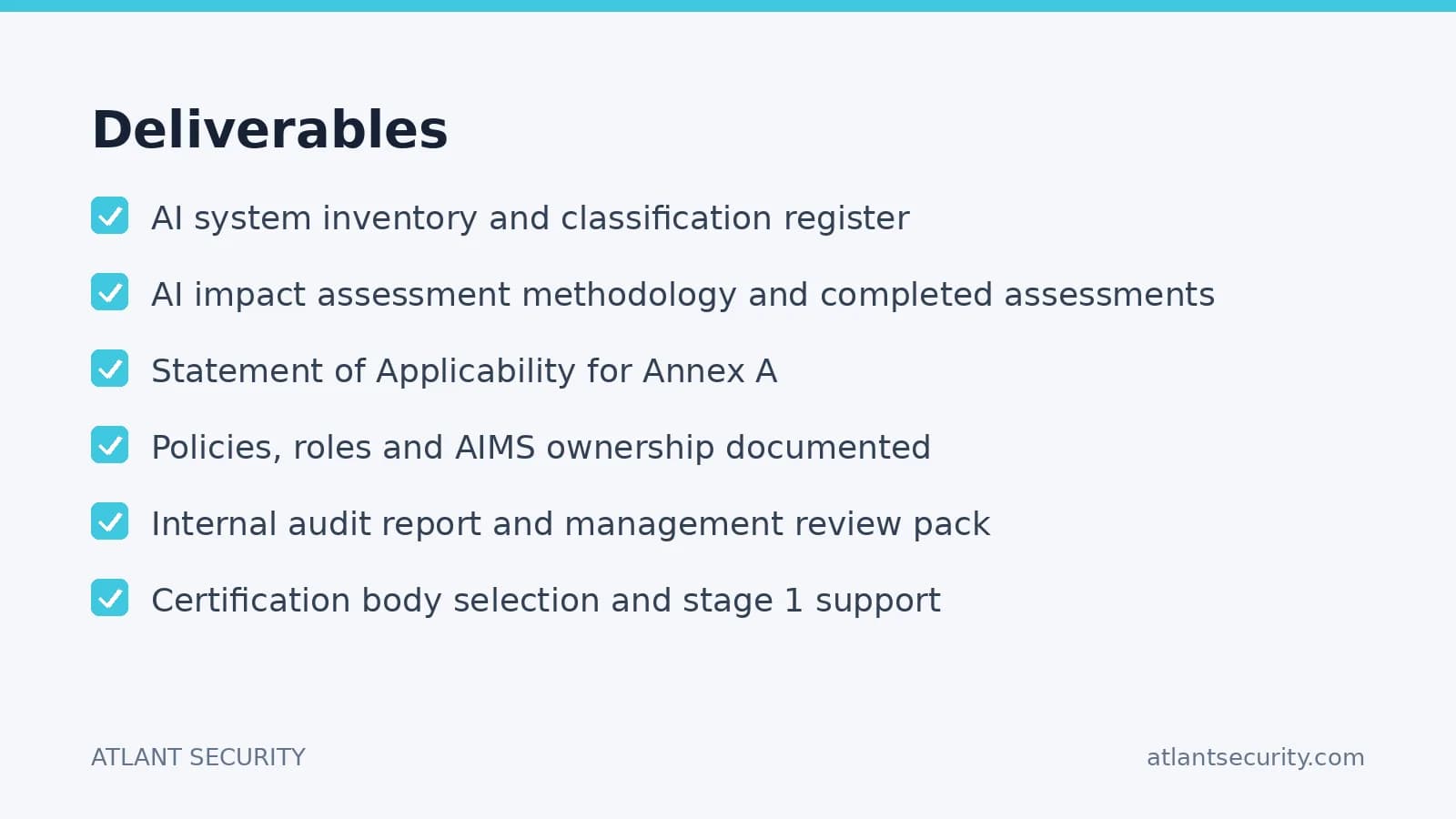 ISO 42001 readiness deliverables