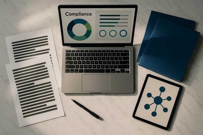 NIS 2 compliance planning workspace with regulatory documents and compliance dashboard