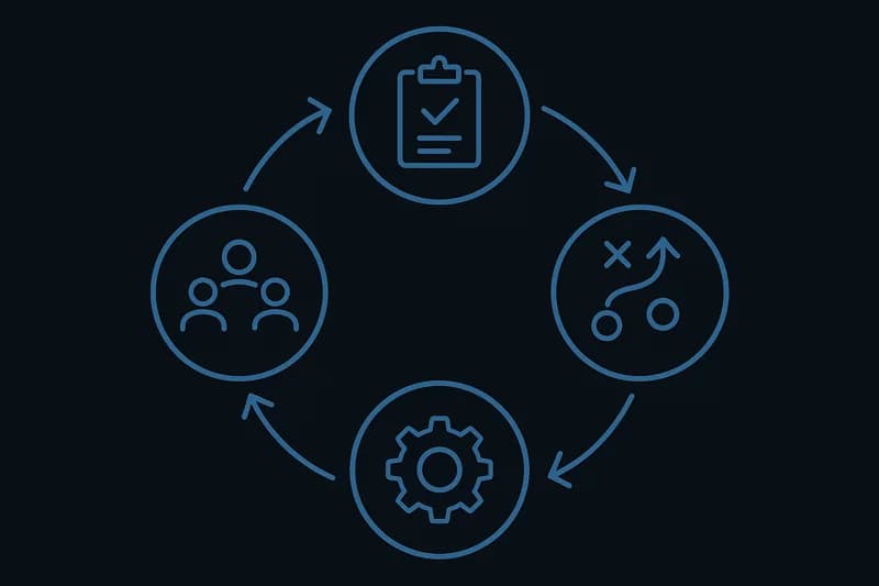 Part-time CISO engagement workflow from baseline assessment to ongoing security leadership