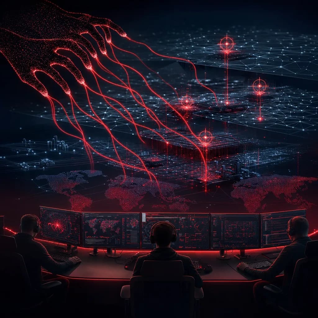 Red team reconnaissance probing a network to map the attack surface during a penetration test