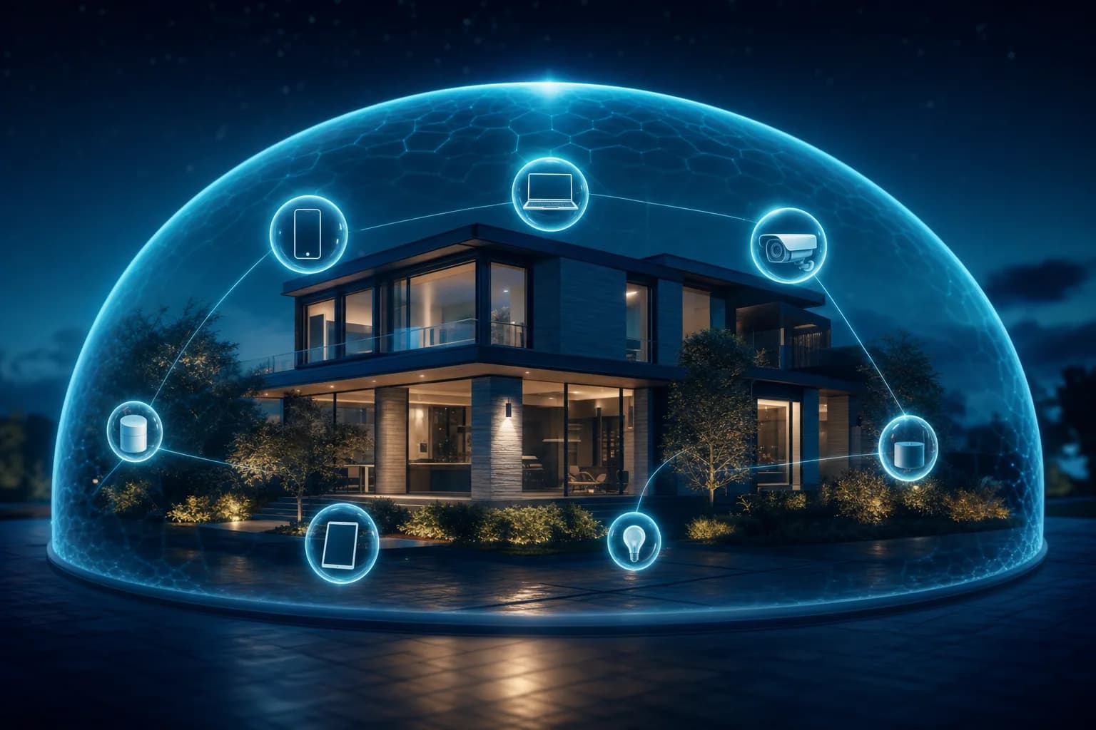 Family home network protected by a secure perimeter with every phone, laptop, and smart home device hardened against intruders
