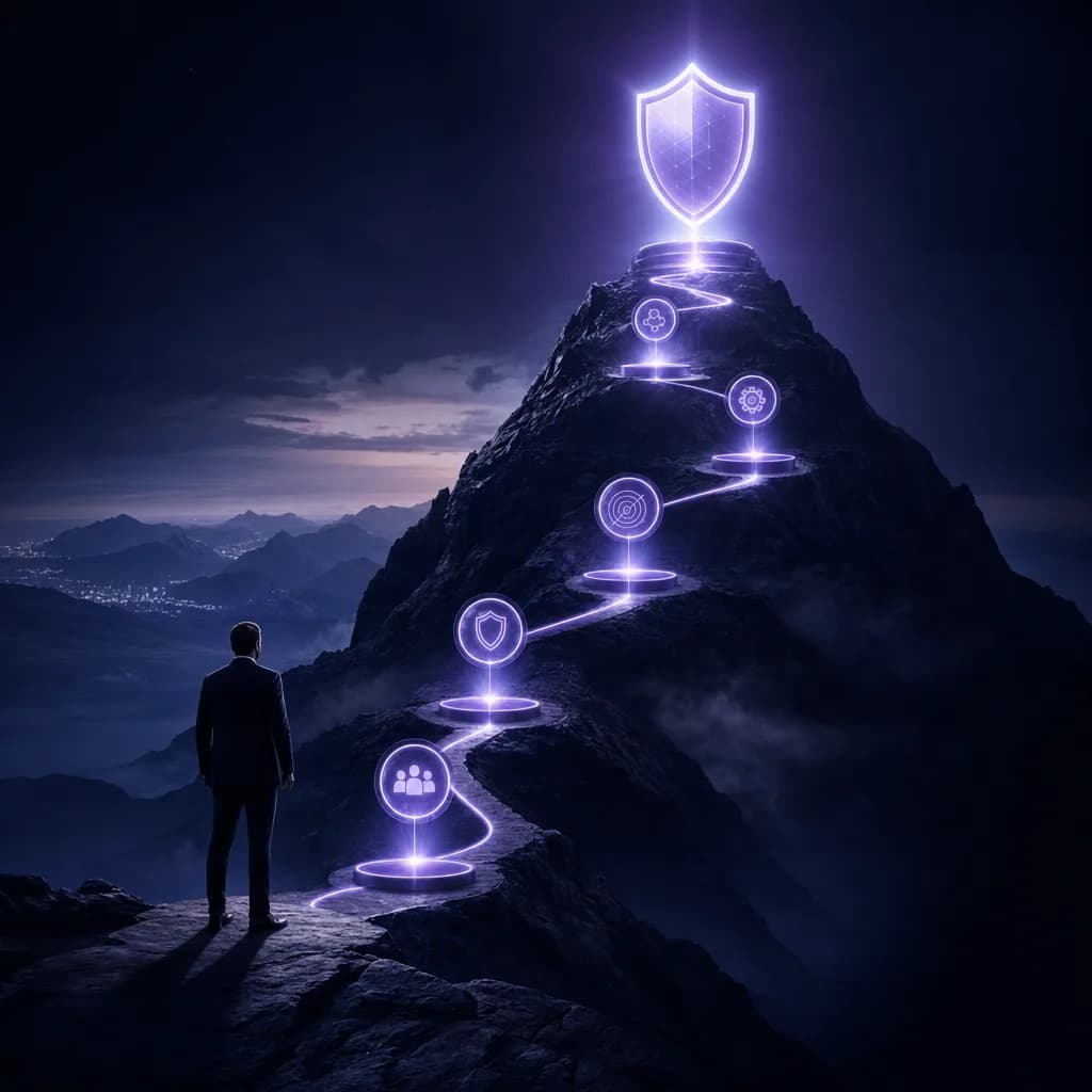 Cybersecurity strategy and roadmap climbing through governance milestones toward a mature security program
