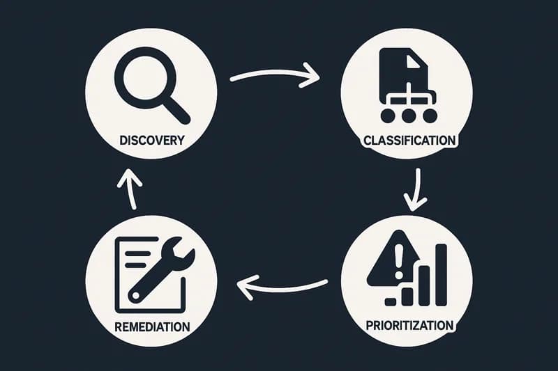 Vulnerability assessment process workflow from initial scoping through remediation plan delivery