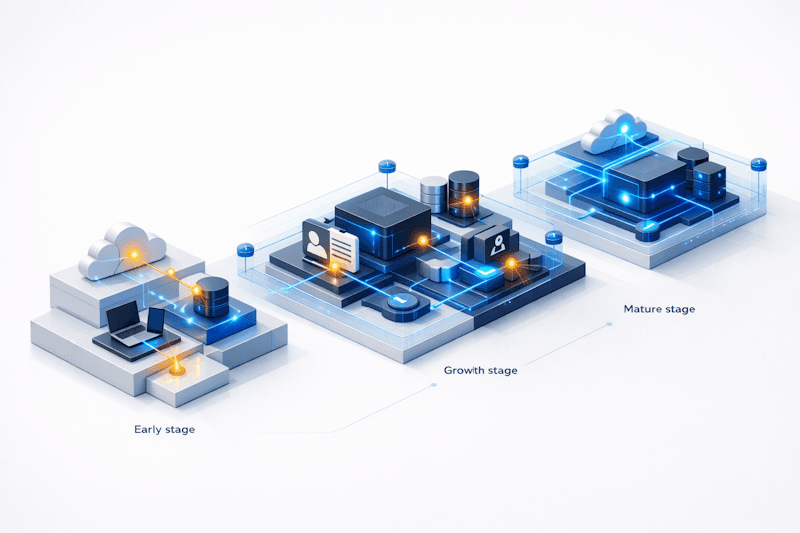 Startup security requirements by funding stage - early, growth, and mature