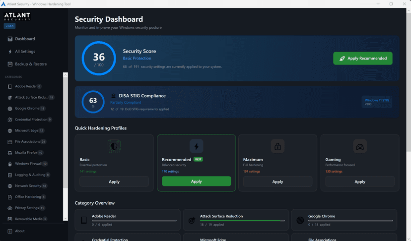 Introducing Atlant Security Hardening: Enterprise-Grade Windows 11 Security Made Simple Introducing Atlant Security Hardening: Enterprise-Grade Windows 11 Security Made Simple