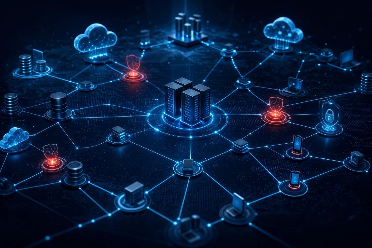 Attack Surface Mapping Attack surface mapping across servers, cloud infrastructure, and endpoints revealing exposed weak points