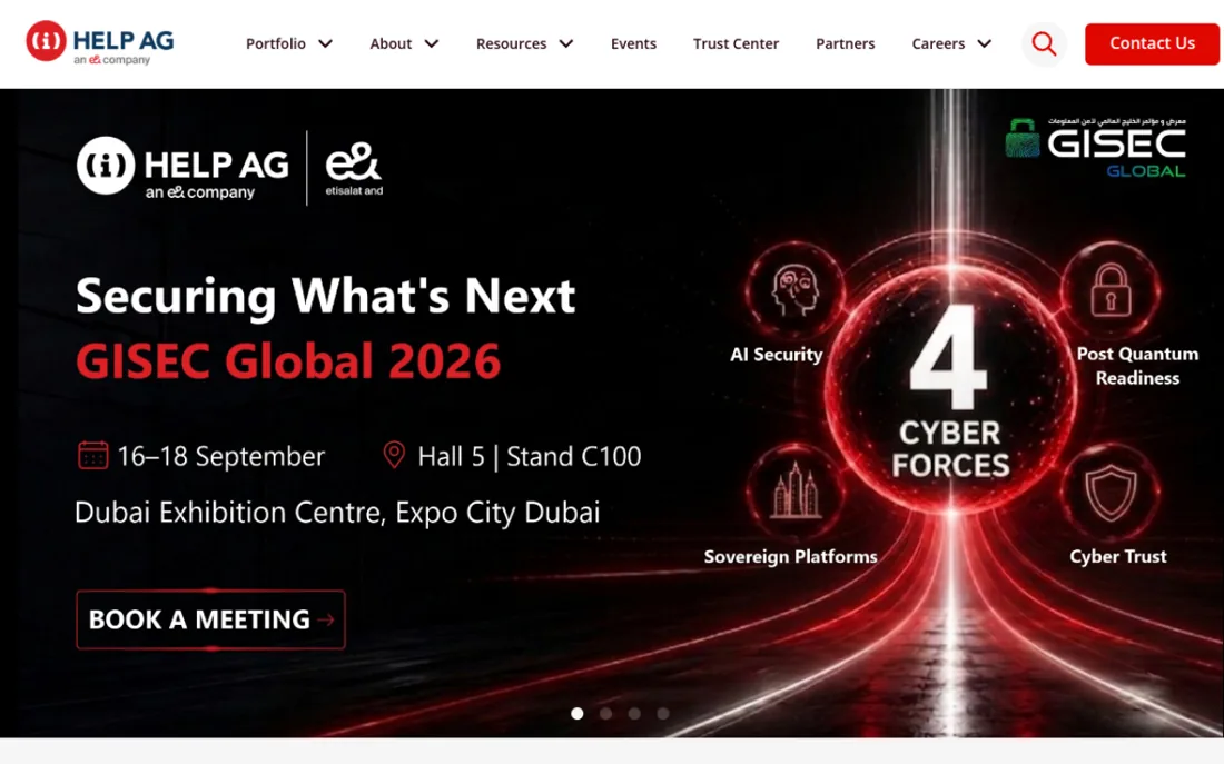 Help AG homepage, a cybersecurity provider serving Abu Dhabi