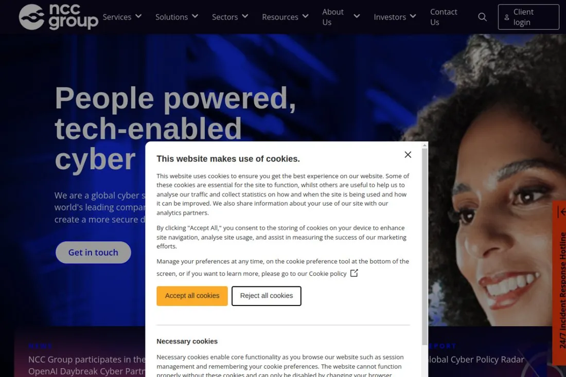 NCC Group IT security audit firm homepage