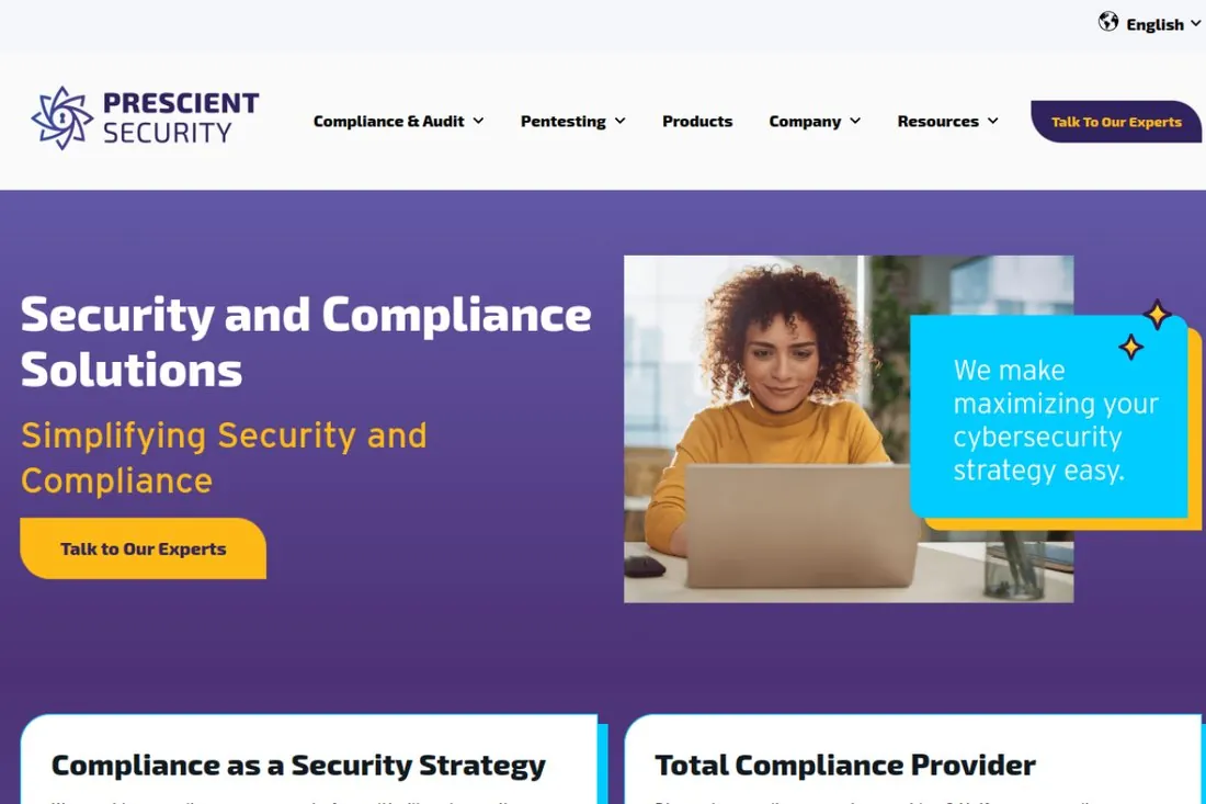 Prescient Security IT security audit firm homepage