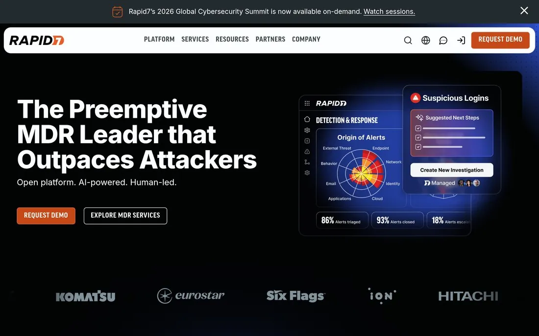 Rapid7 IT security audit firm homepage