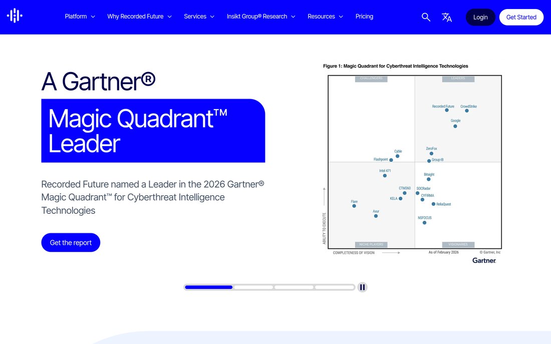 Recorded Future homepage