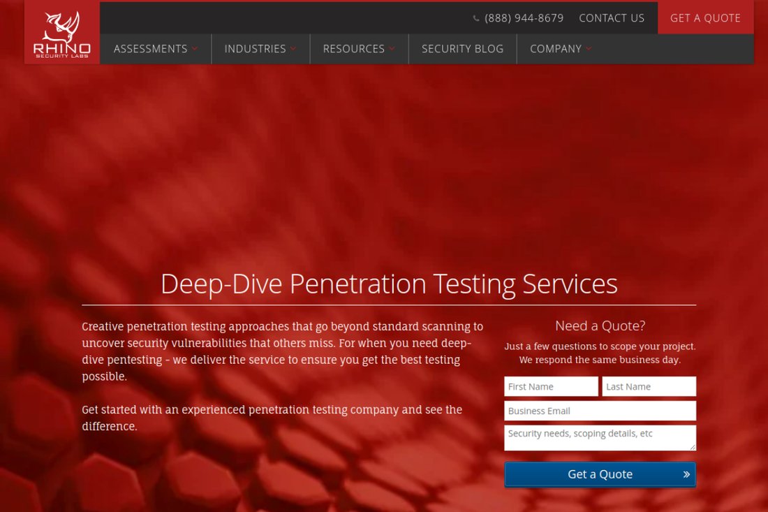 Rhino Security Labs homepage