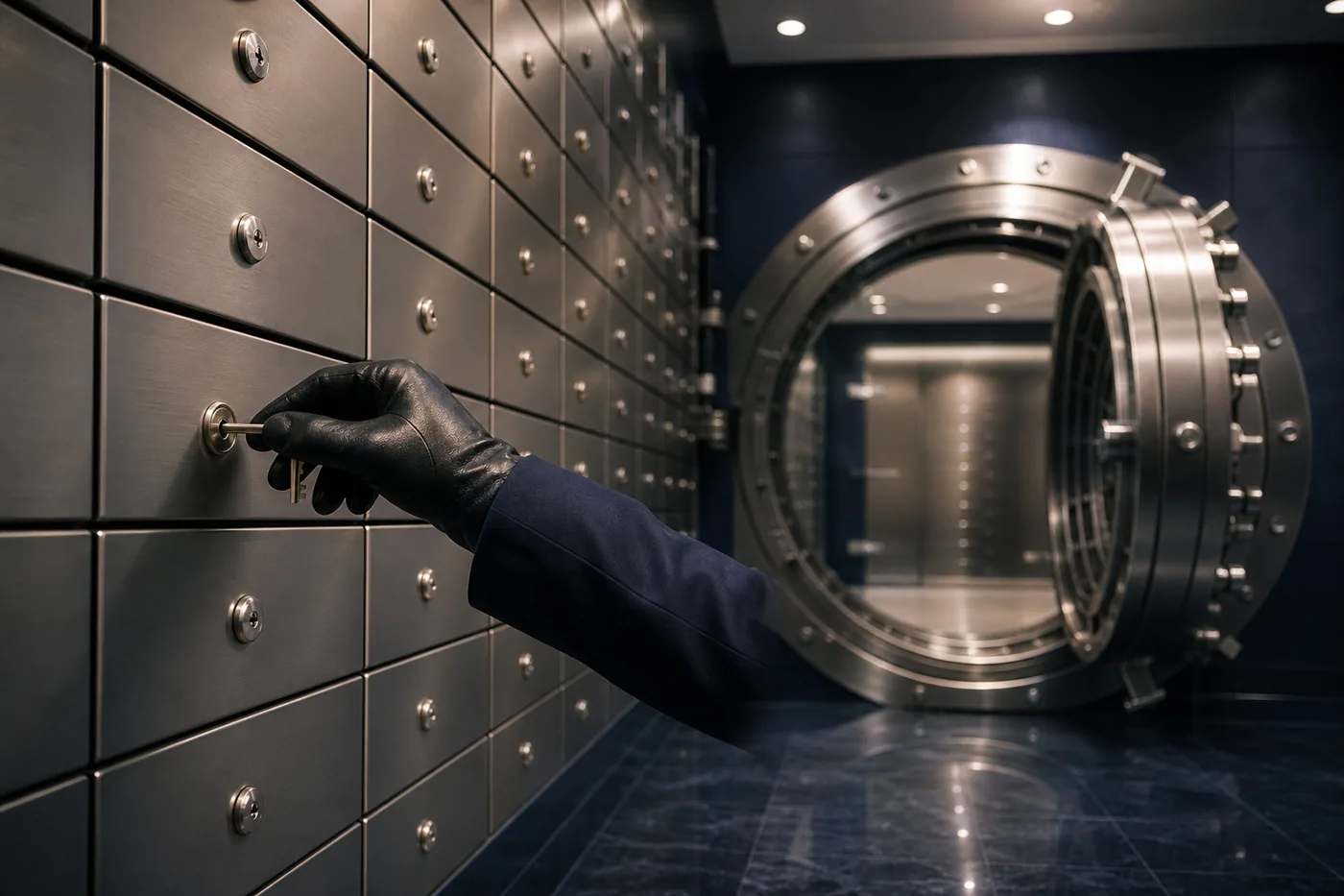 Private bank vault with safe deposit boxes as a metaphor for encryption