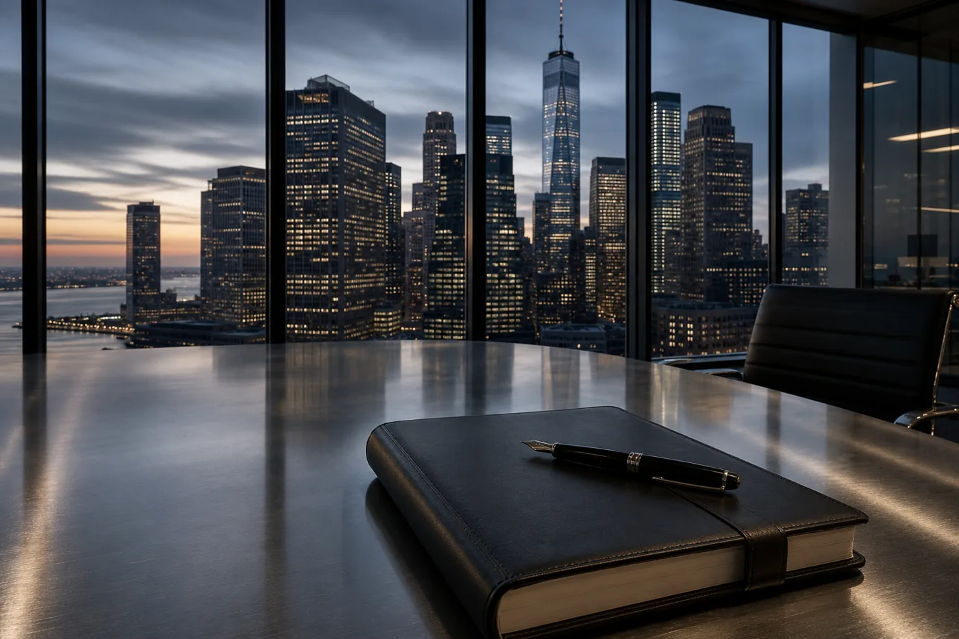 Manhattan financial district seen from an office where NYDFS covered entities operate