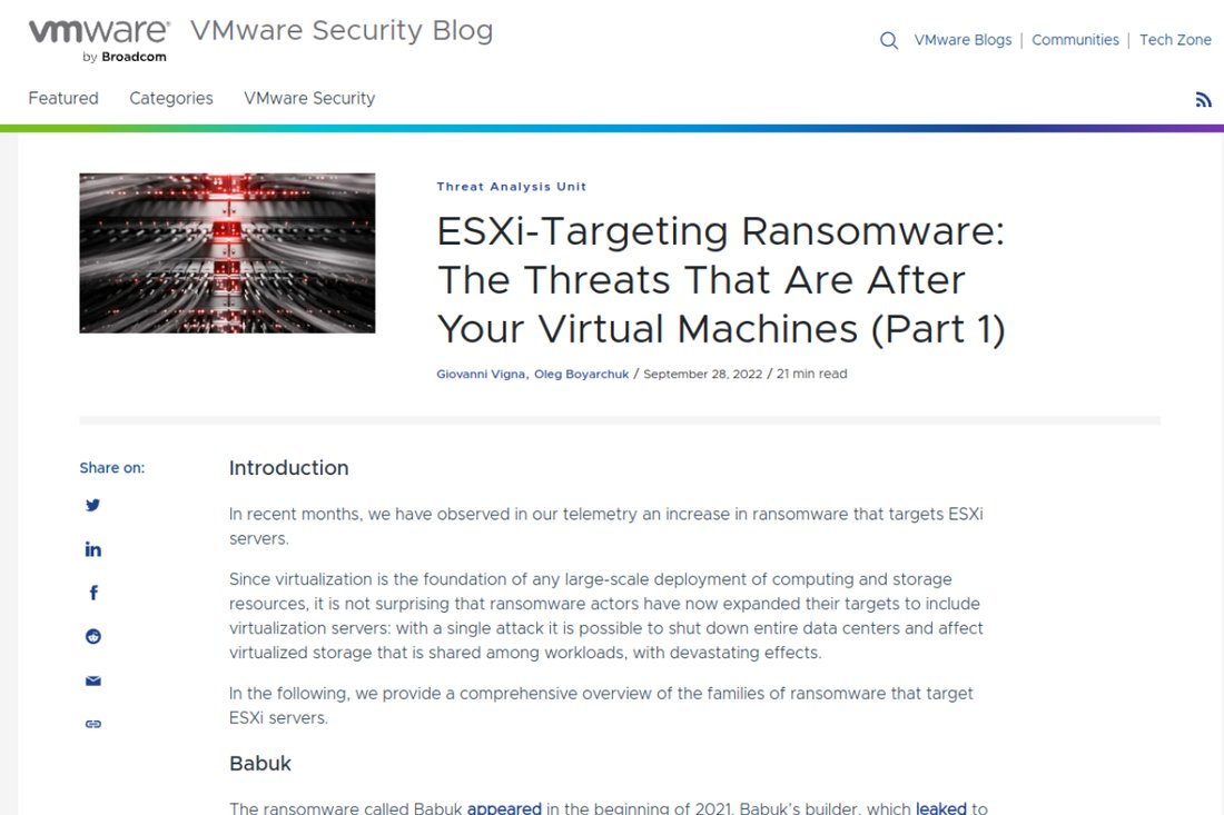 ESXi ransomware families share common characteristics