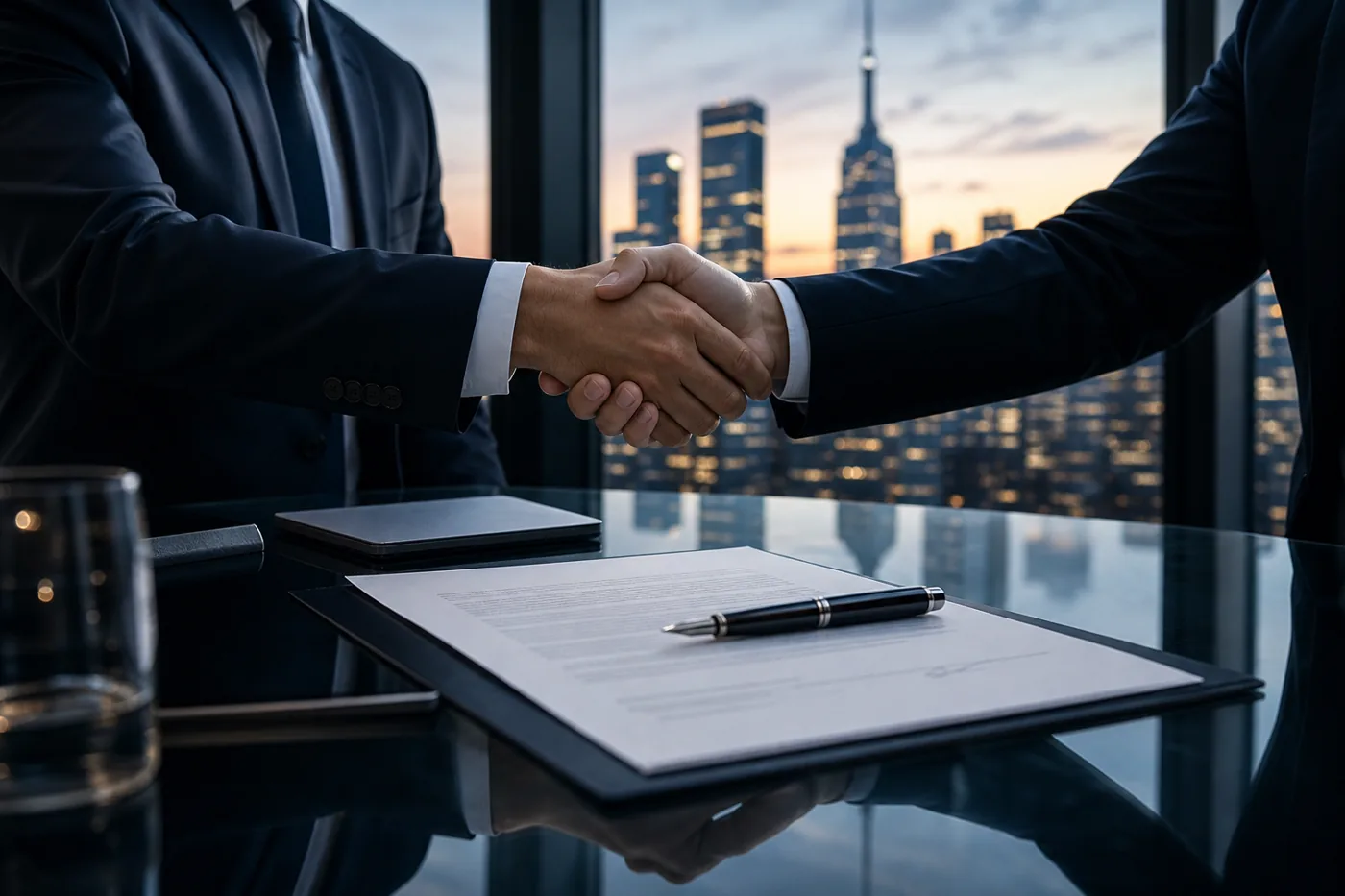 Handshake over a signed contract, SOC 2 helping startups close enterprise deals
