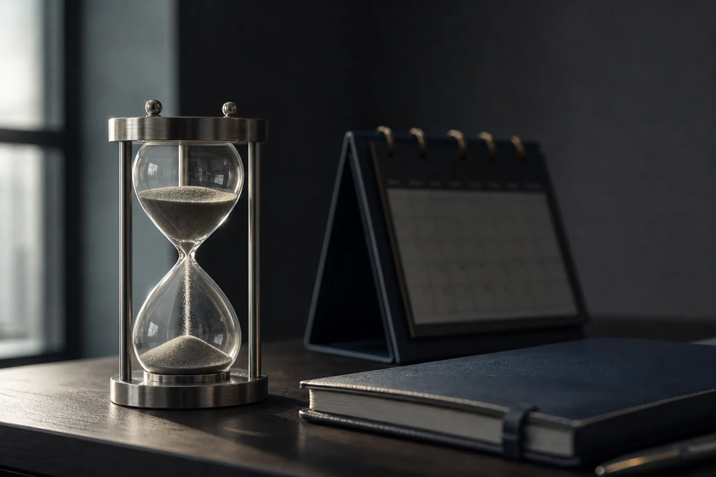 Hourglass and calendar beside a report, Type I snapshot versus Type II period