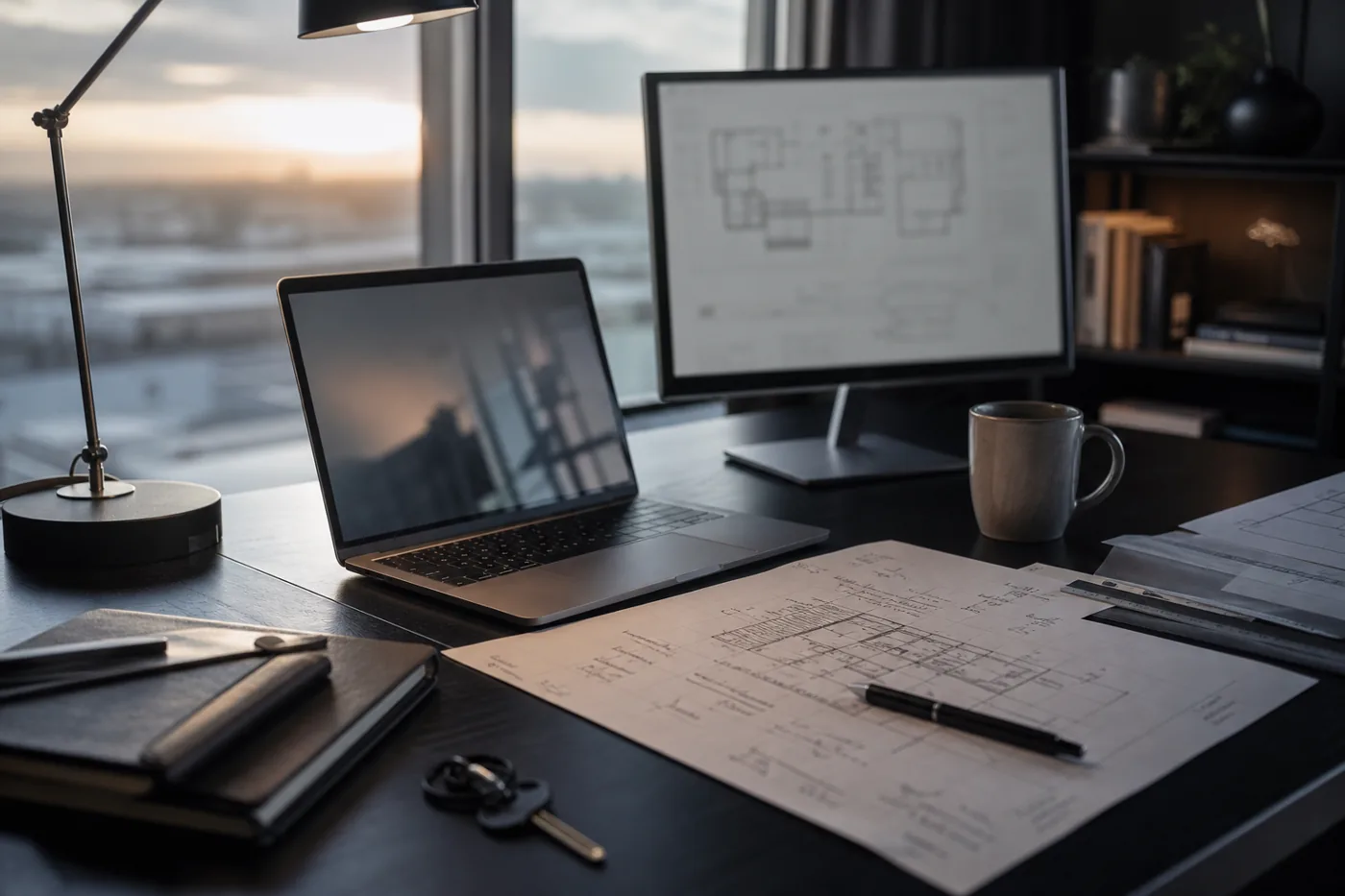 Remote security architect's desk with annotated architecture drawing, Atlant Security's approach