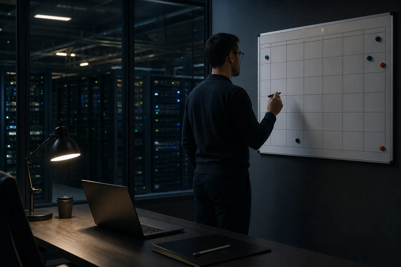 IT manager planning vulnerability assessment frequency on a monthly board