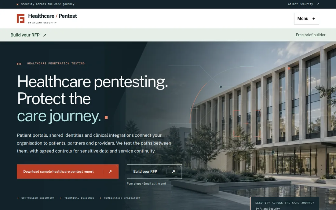Healthcare Pentest homepage