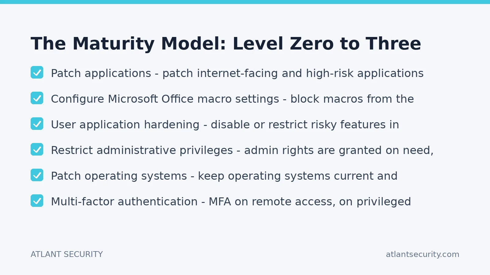 Checklist: The Maturity Model: Level Zero to Three