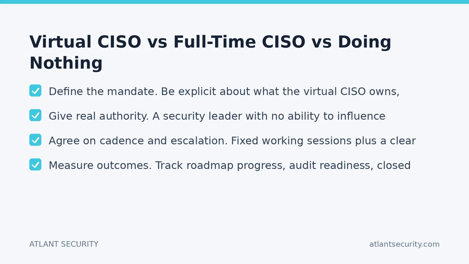 Checklist: Virtual CISO vs Full-Time CISO vs Doing Nothing