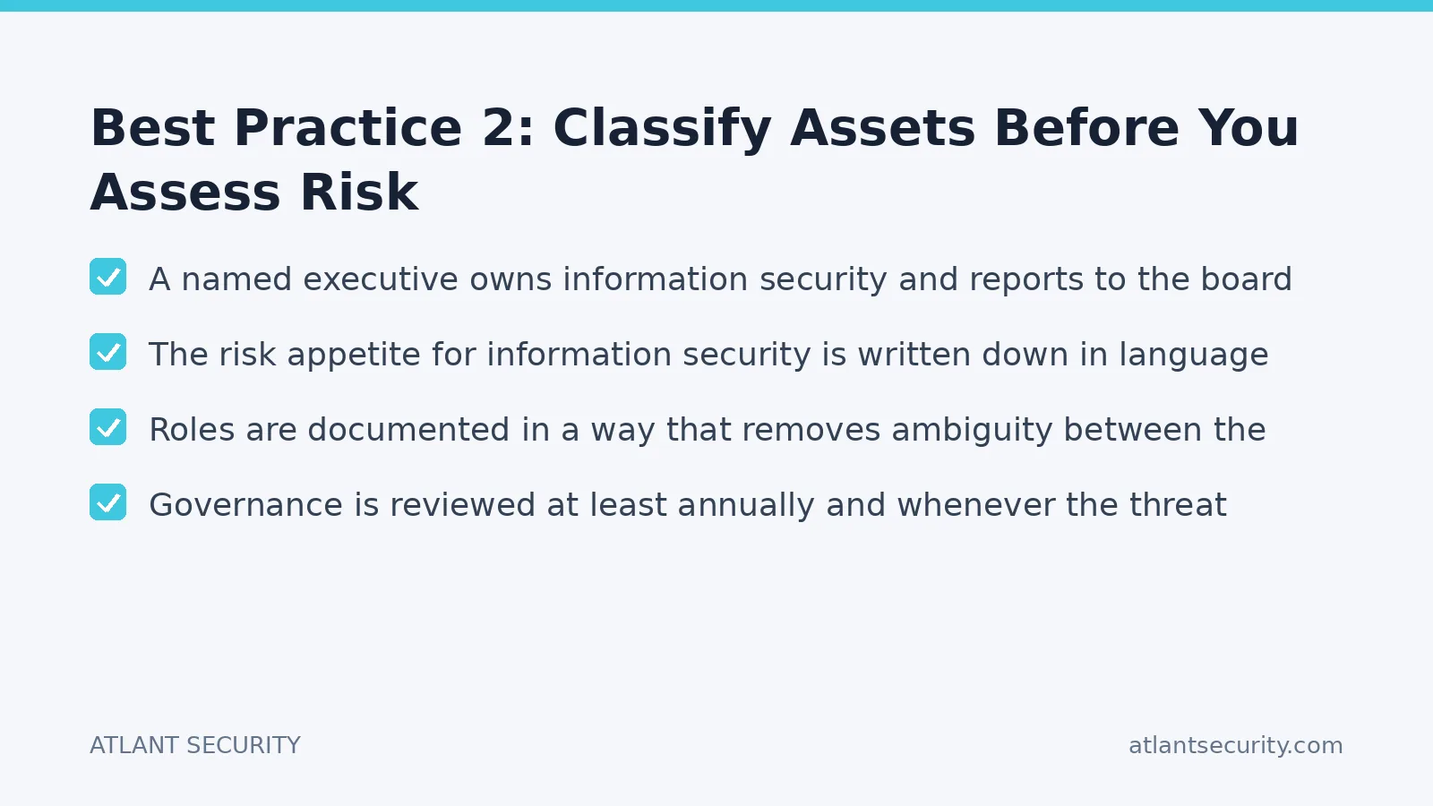 Checklist: Best Practice 2: Classify Assets Before You Assess Risk
