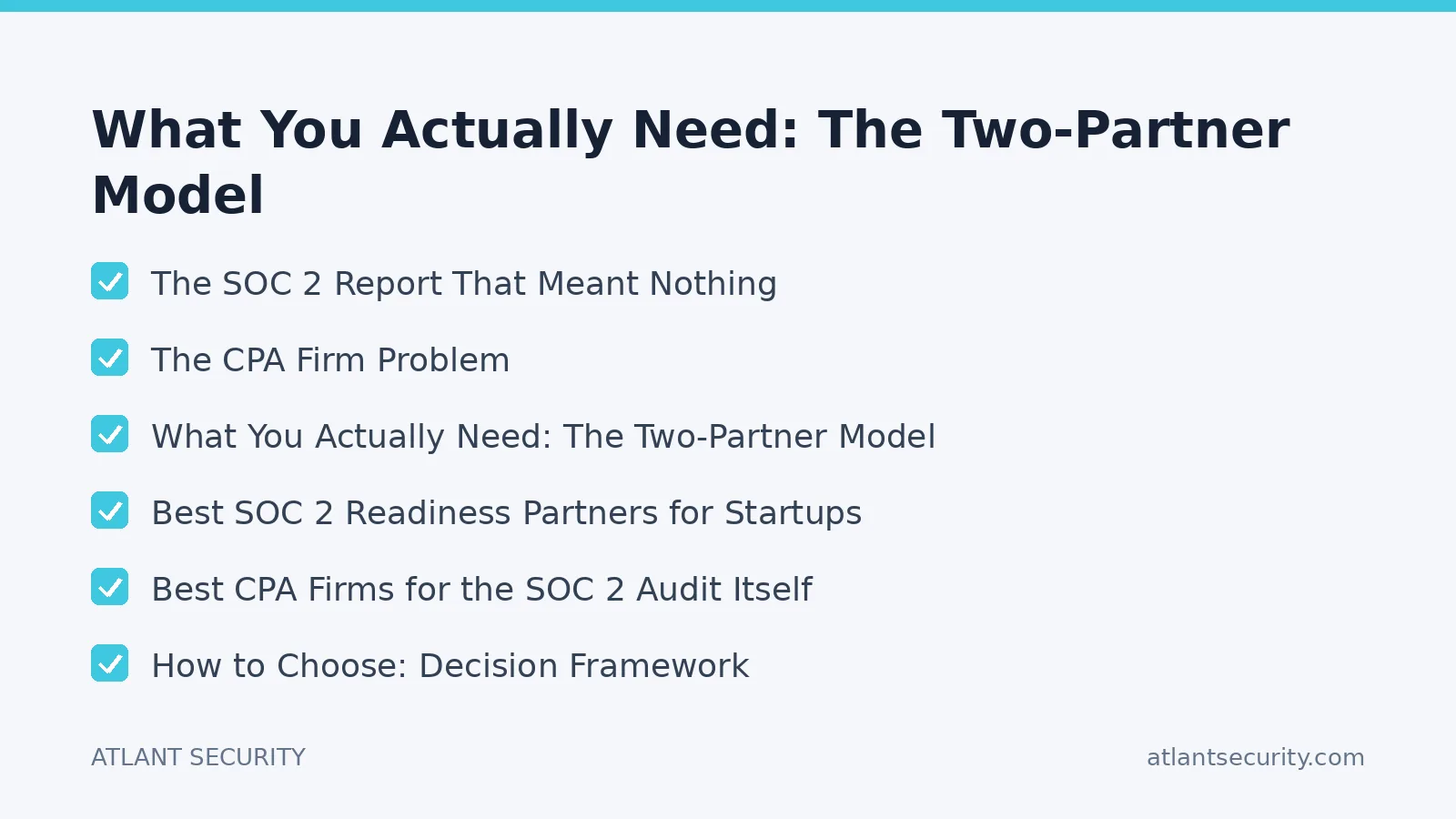 Checklist: What You Actually Need: The Two-Partner Model