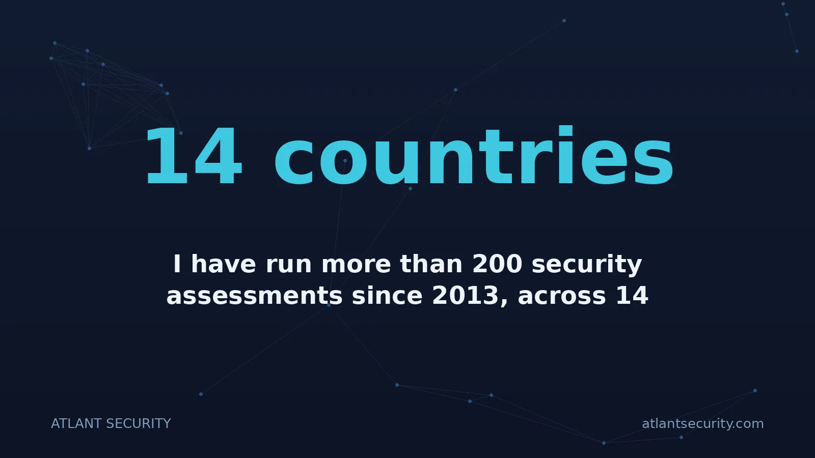 14 countries: I have run more than 200 security assessments since 2013, across 14 countries