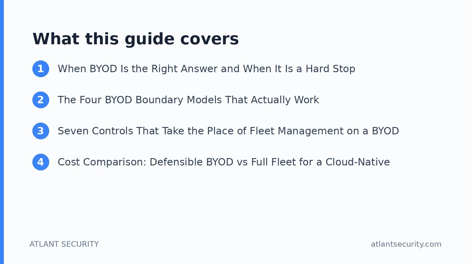 What this guide covers: When BYOD Is the Right Answer and When It Is a Hard Stop, The Four BYOD Boundary Models That Actually Work, Se