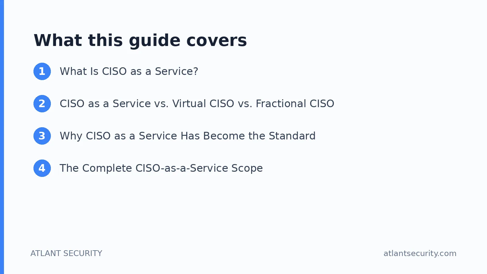 What this guide covers: What Is CISO as a Service?, CISO as a Service vs. Virtual CISO vs. Fractional CISO, Why CISO as a Service Has 