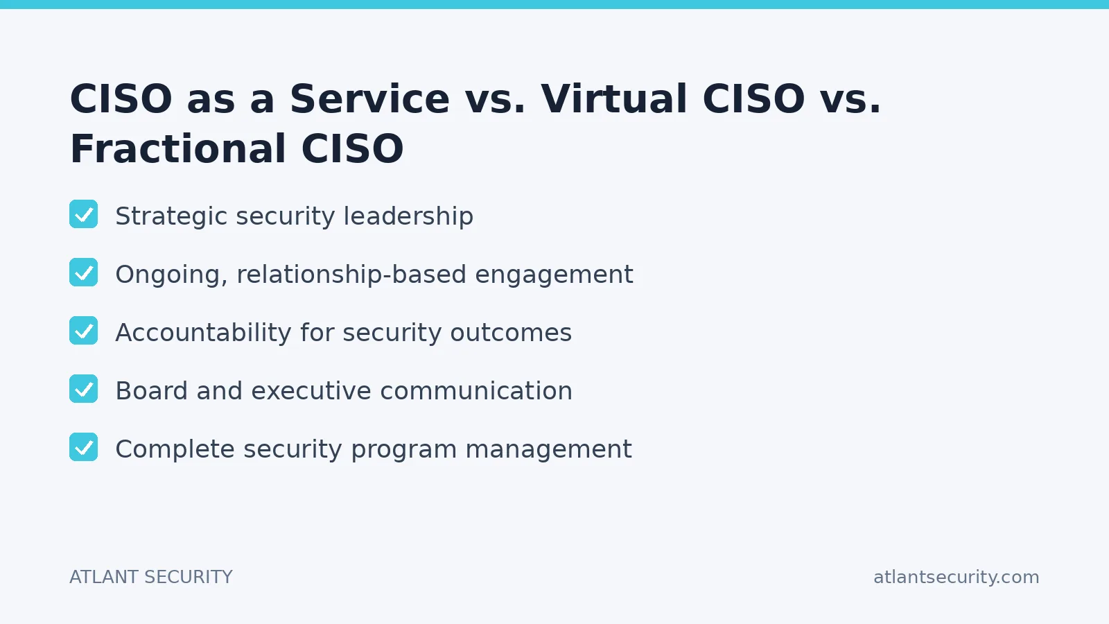 Checklist: CISO as a Service vs. Virtual CISO vs. Fractional CISO