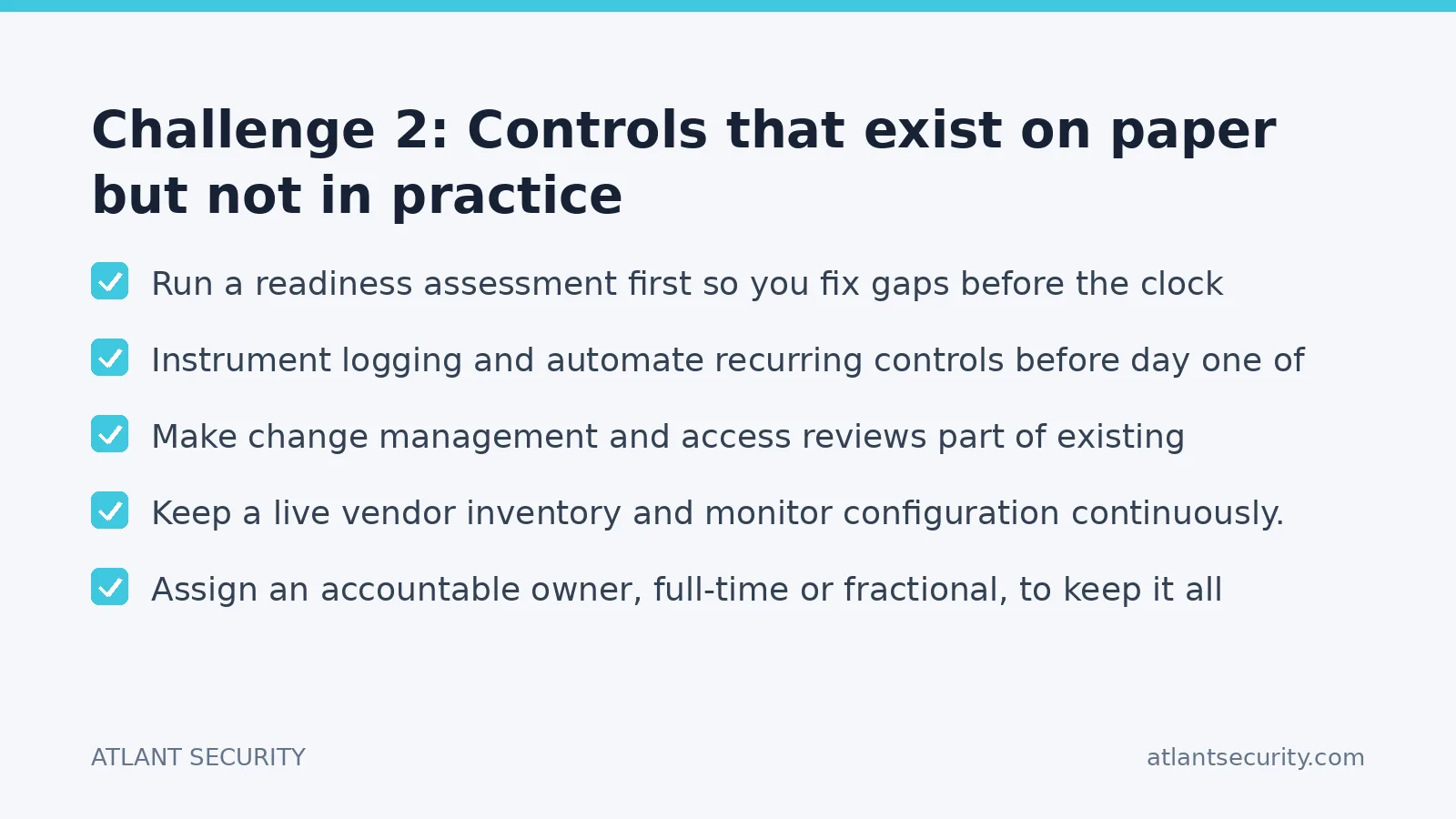 Checklist: Challenge 2: Controls that exist on paper but not in practice