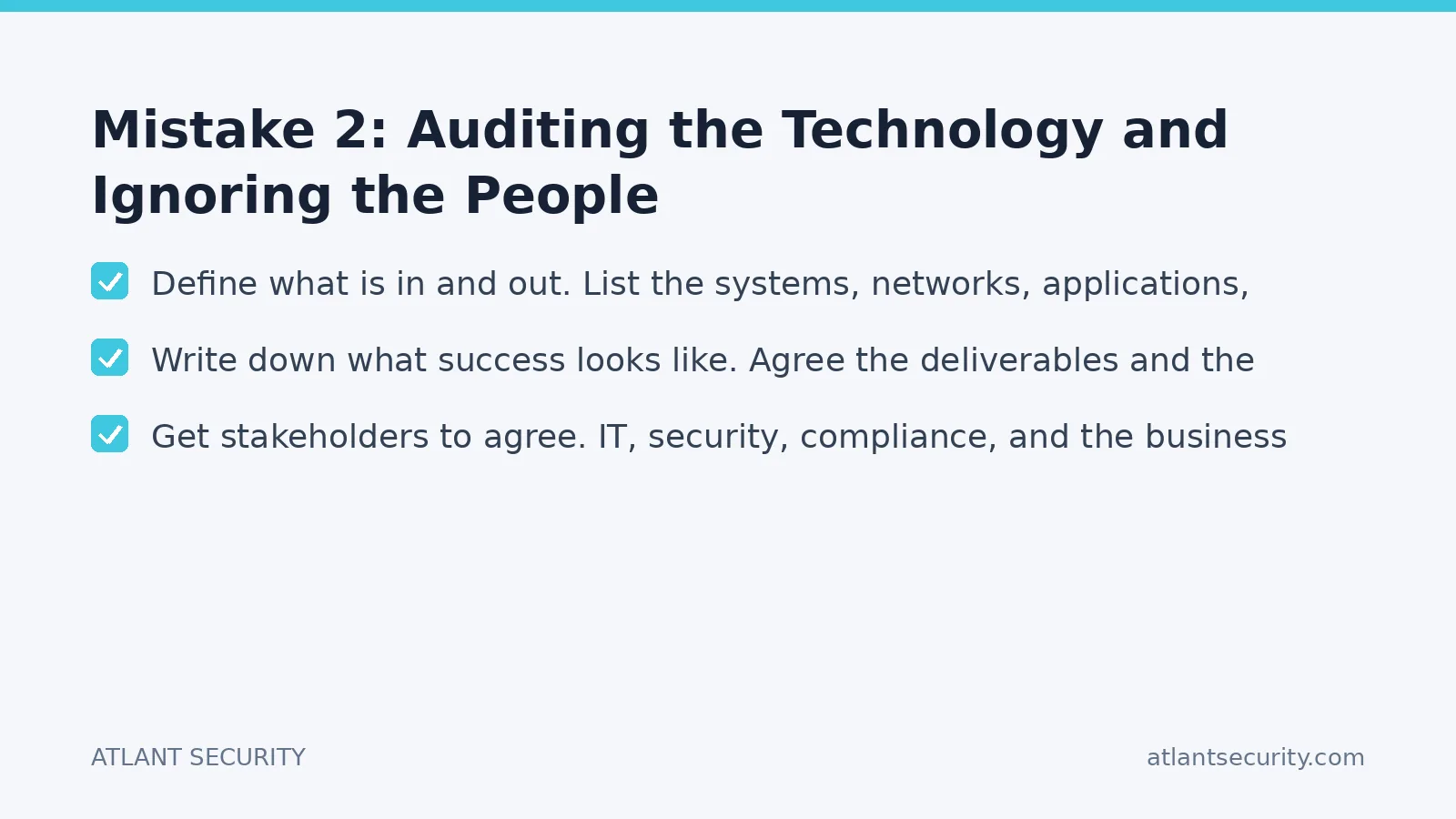 Checklist: Mistake 2: Auditing the Technology and Ignoring the People