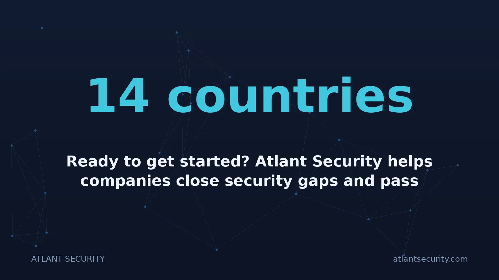 14 countries: Ready to get started? Atlant Security helps companies close security gaps and pass compliance fast