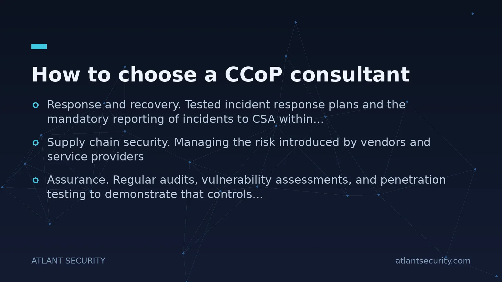How to choose a CCoP consultant - key points