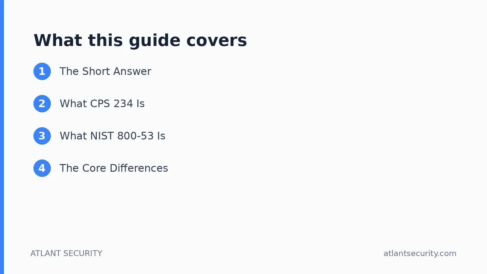 What this guide covers: The Short Answer, What CPS 234 Is, What NIST 800-53 Is
