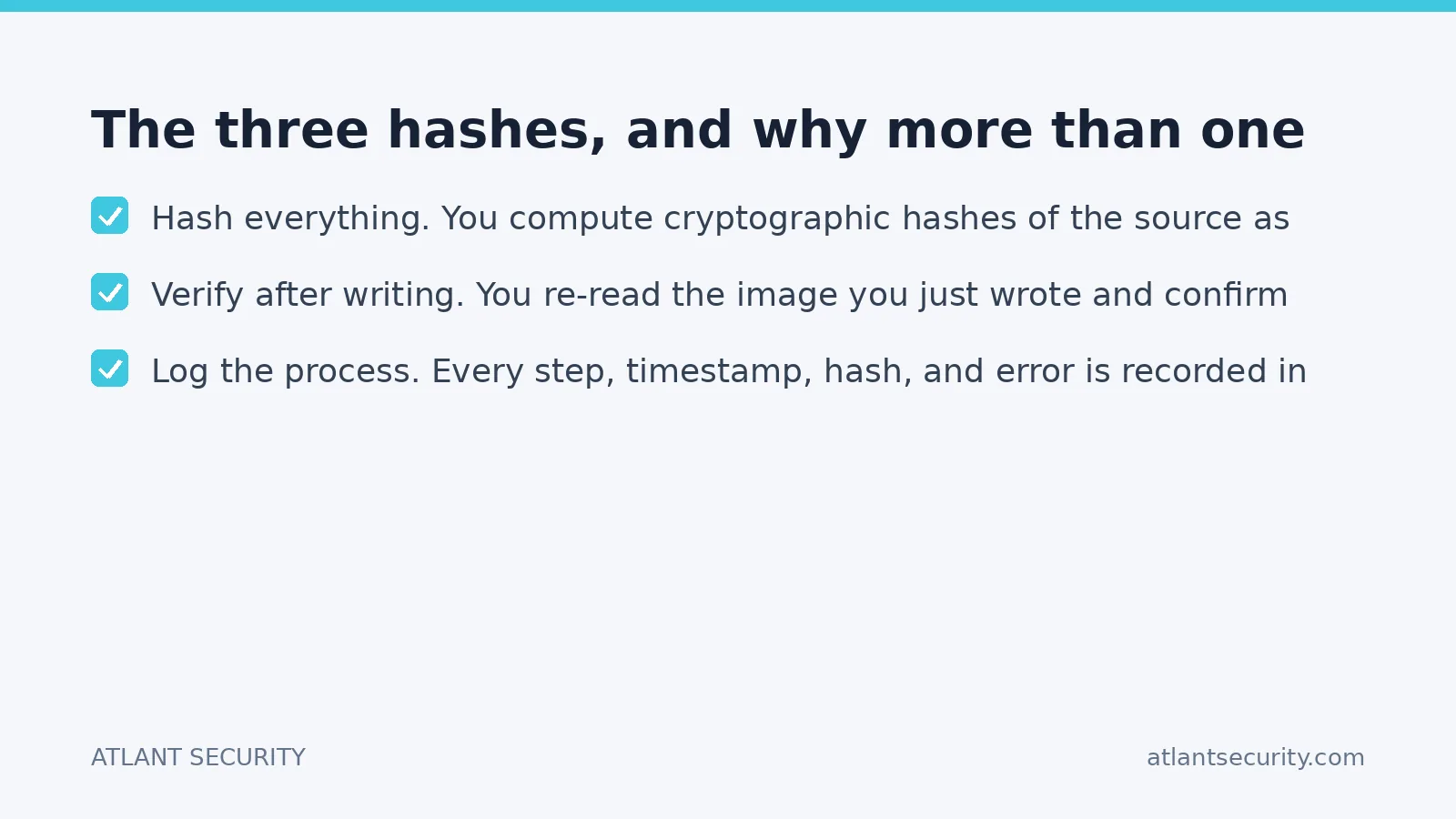 Checklist: The three hashes, and why more than one