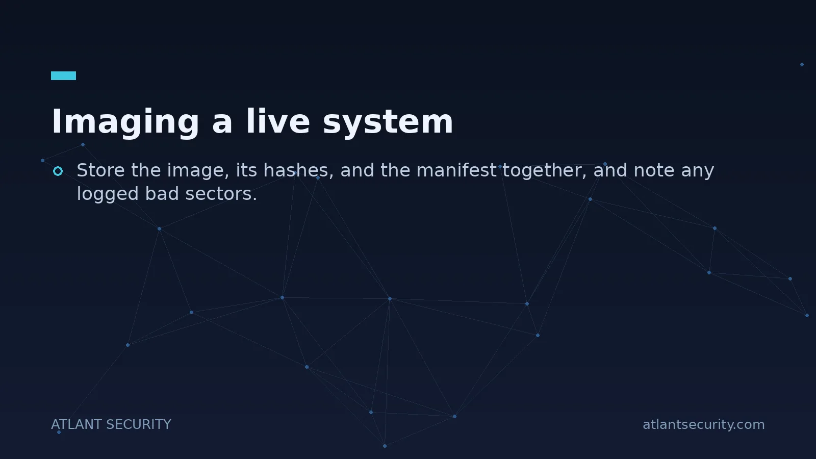 Imaging a live system - key points
