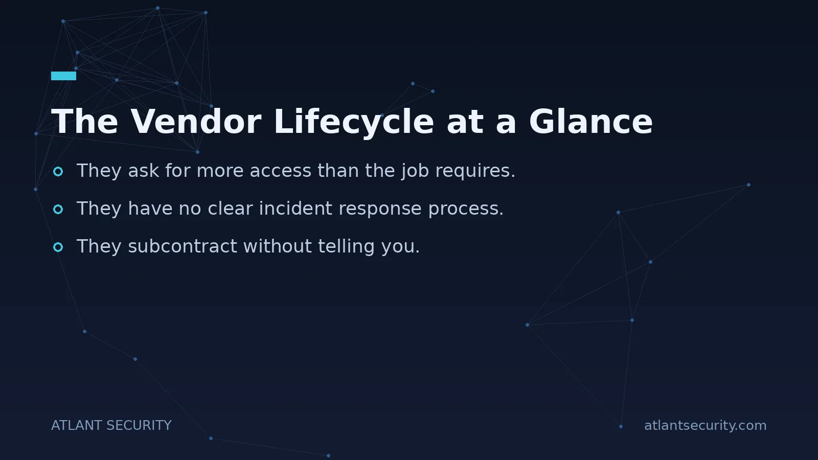 The Vendor Lifecycle at a Glance - key points