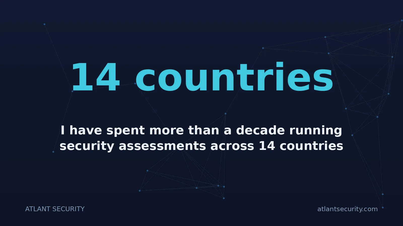 14 countries: I have spent more than a decade running security assessments across 14 countries