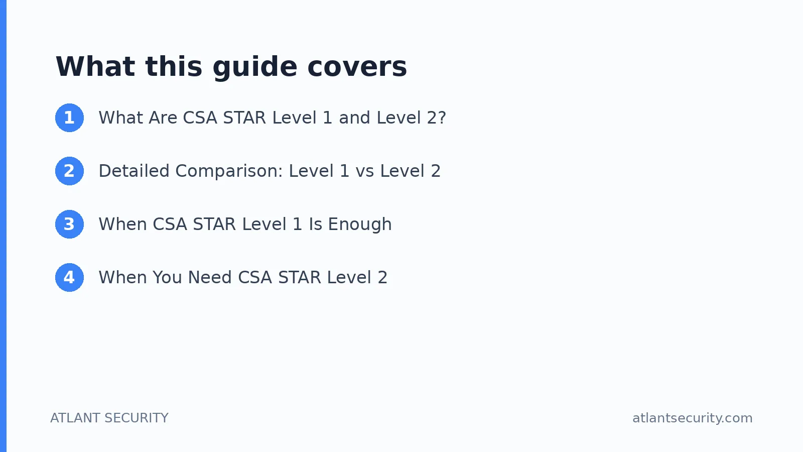 What this guide covers: What Are CSA STAR Level 1 and Level 2?, Detailed Comparison: Level 1 vs Level 2, When CSA STAR Level 1 Is Enou